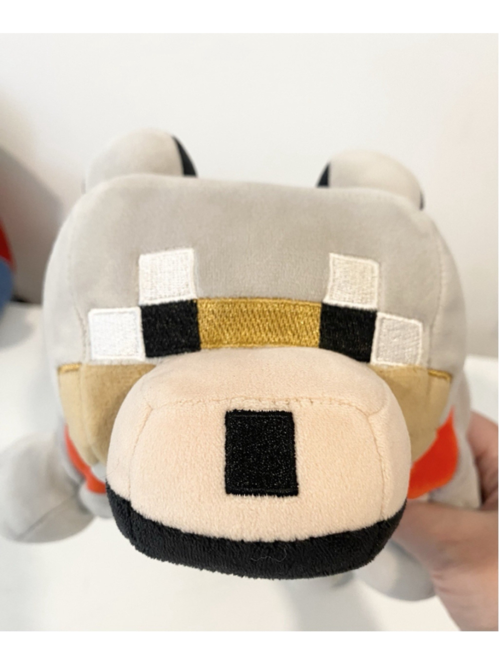 Minecraft Tamed Wolf Plush 14” Gray Red Collar Mojang Stuffed Animal Toy